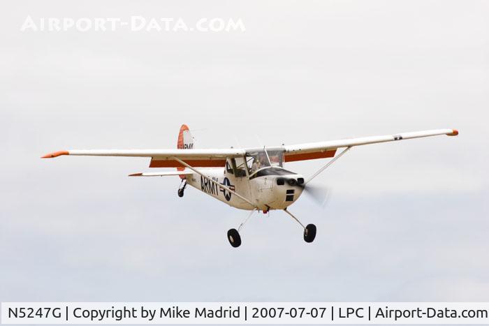 N5247G, 1951 Cessna 305A C/N 21281, On final West Coast Pipe Cub Fly-In 2007 Lompoc Calif