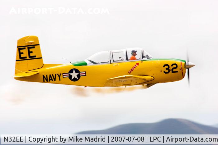 N32EE, 1953 Beech (CCF) T-34A (A45) Mentor C/N CCF34-61, Departing Cub Fly-in 2007 Lompoc Cal