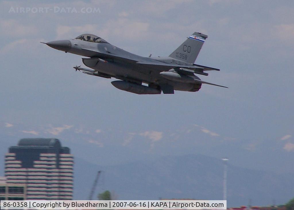 86-0358, 1986 General Dynamics F-16C Fighting Falcon C/N 5C-464, Departure from KAPA