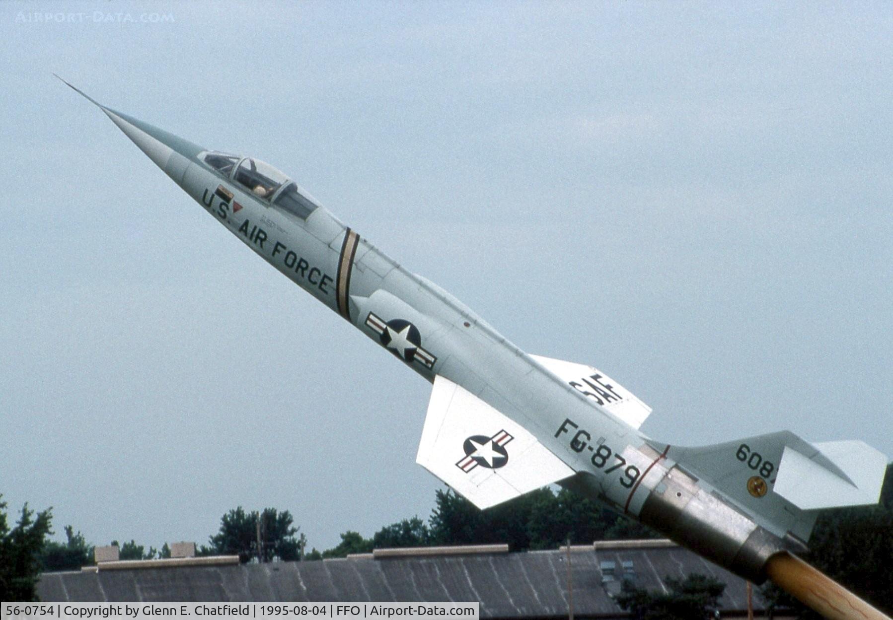 56-0754, 1956 Lockheed F-104A Starfighter C/N 183-1042, F-104A outside the National Museum of the U.S. Air Force.  The number painted on the plane represents one that is currently in a museum in Pakistan.