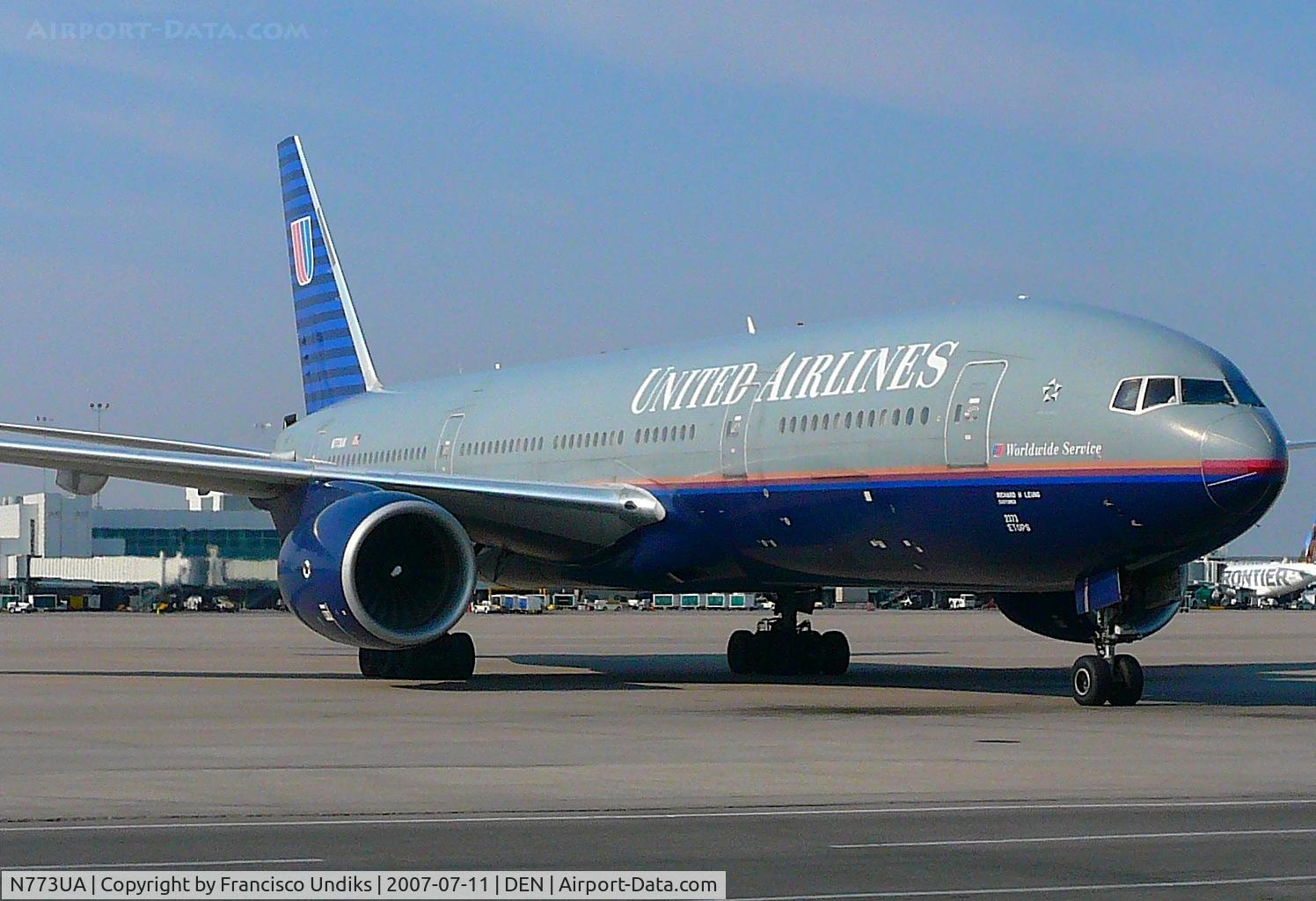 N773UA, 1995 Boeing 777-222 C/N 26929, United Airlines 777 just pushed off B36.