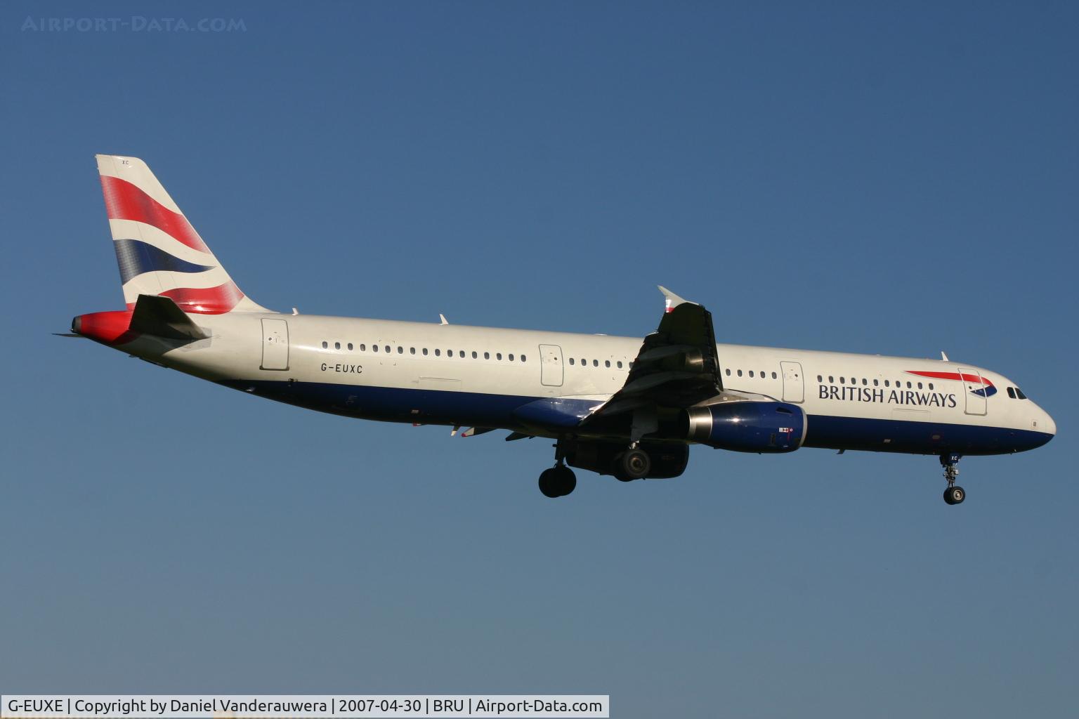 G-EUXE, 2004 Airbus A321-231 C/N 2323, flight BA388 is descending to rwy 02