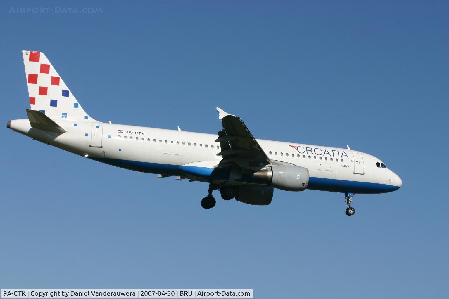 9A-CTK, 2000 Airbus A320-214 C/N 1237, flight OU456 is descending to rwy 02