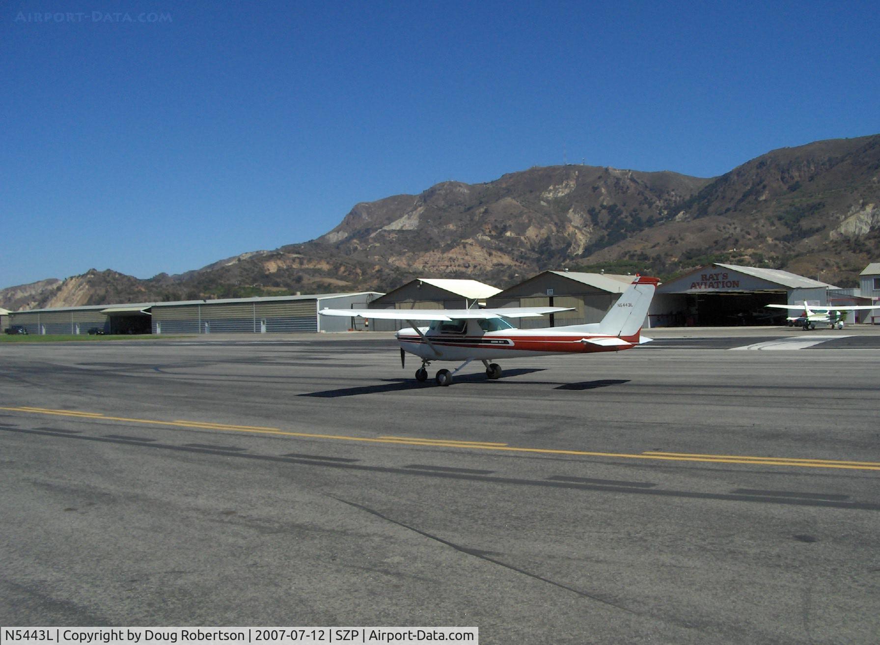 N5443L, 1980 Cessna 152 C/N 15284315, 1980 Cessna 152, Lycoming O-235-L2C 110 Hp (high-compression engine for 100LL fuel), taxi to Rwy 22