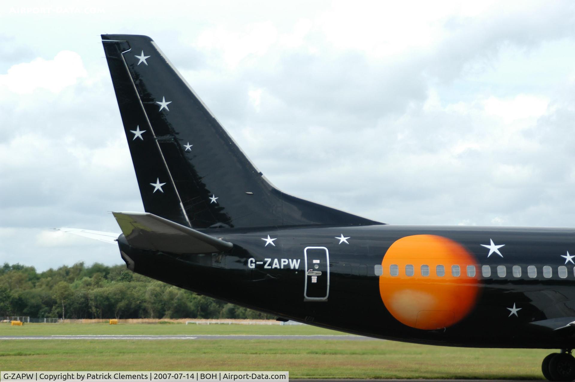 G-ZAPW, 1988 Boeing 737-3L9 C/N 24219, TITAN AIRWAYS MOON AND STARS