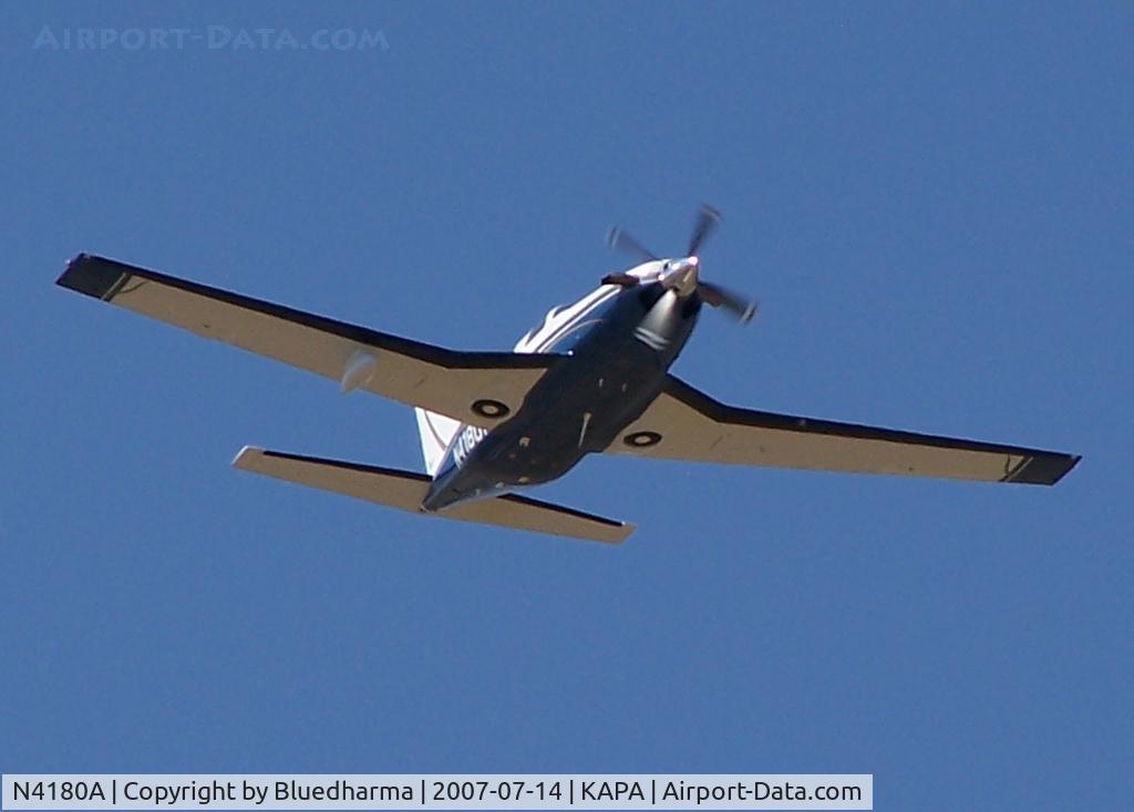 N4180A, 2002 Piper PA-46-500TP Malibu Meridian C/N 4697151, On takeoff (photo at John Little's location)