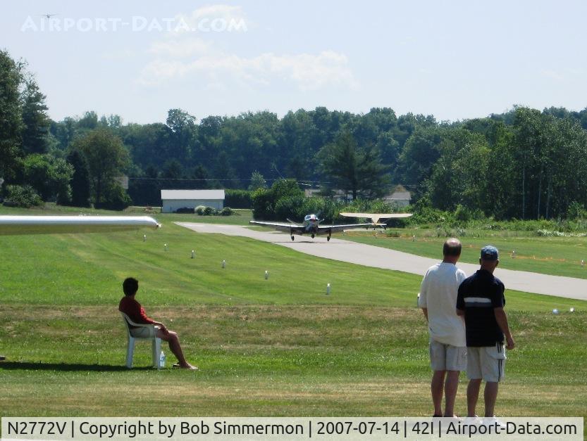 N2772V, 1947 Beech 35 Bonanza C/N D-164, Touchdown at the breakfast & lunch fly-in at Zanesville, OH