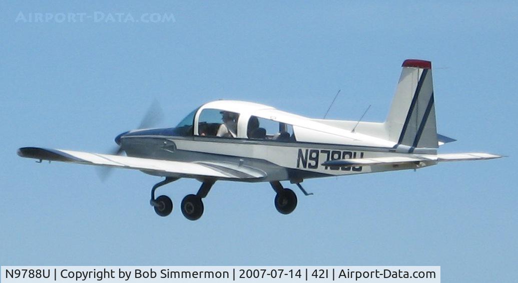 N9788U, 1976 Grumman American AA-5A Cheetah C/N AA5A-0188, Departing the Zanesville, OH fly-in breakfast & lunch