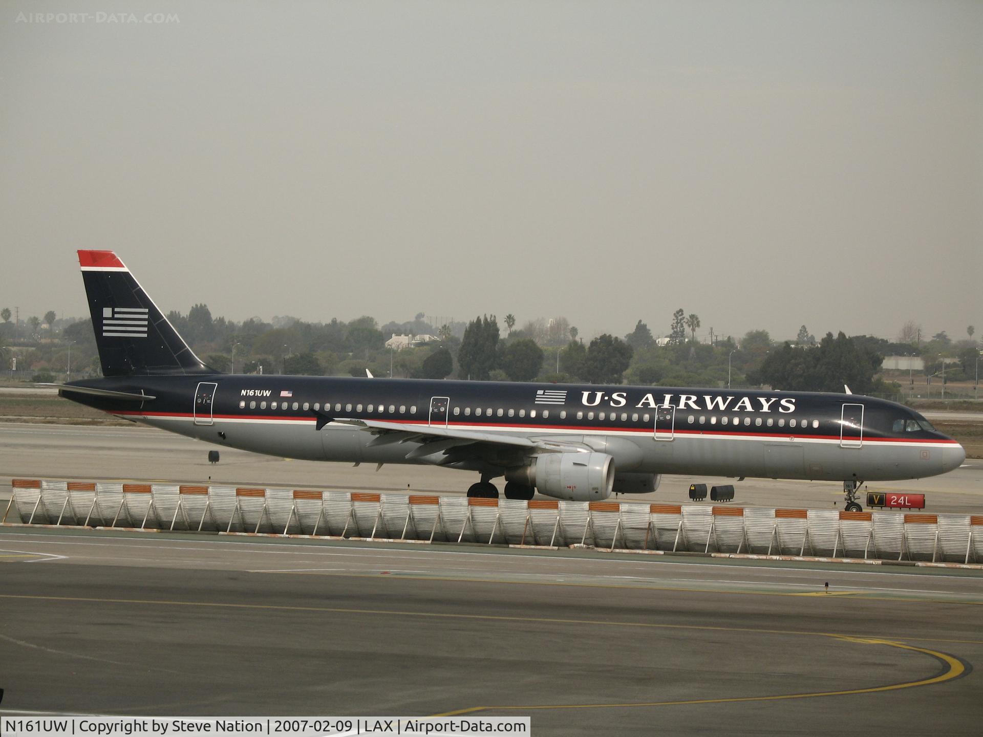 N161UW, 2001 Airbus A321-211 C/N 1403, US Airways A321-211 in the que @ LAX