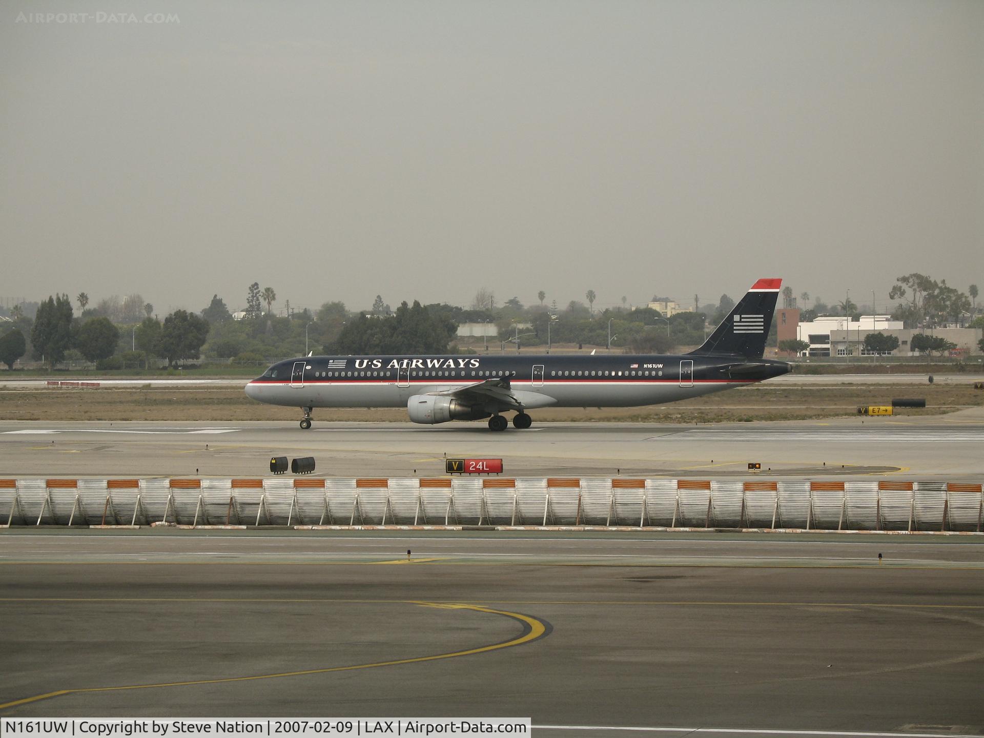 N161UW, 2001 Airbus A321-211 C/N 1403, US Airways A321-211 beginning take-off @ LAX