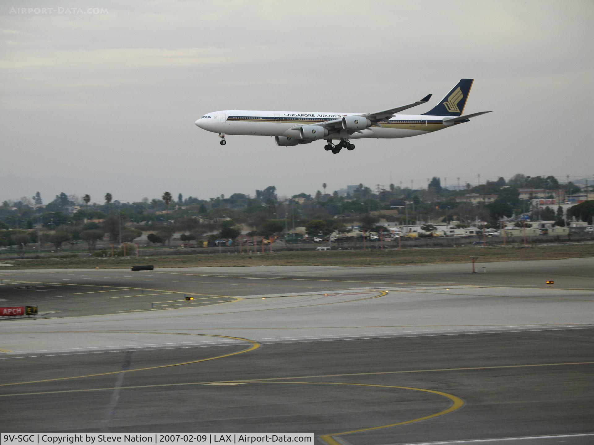 9V-SGC, 2003 Airbus A340-541 C/N 478, Singapore Airlines A340-541 on final approach to LAX