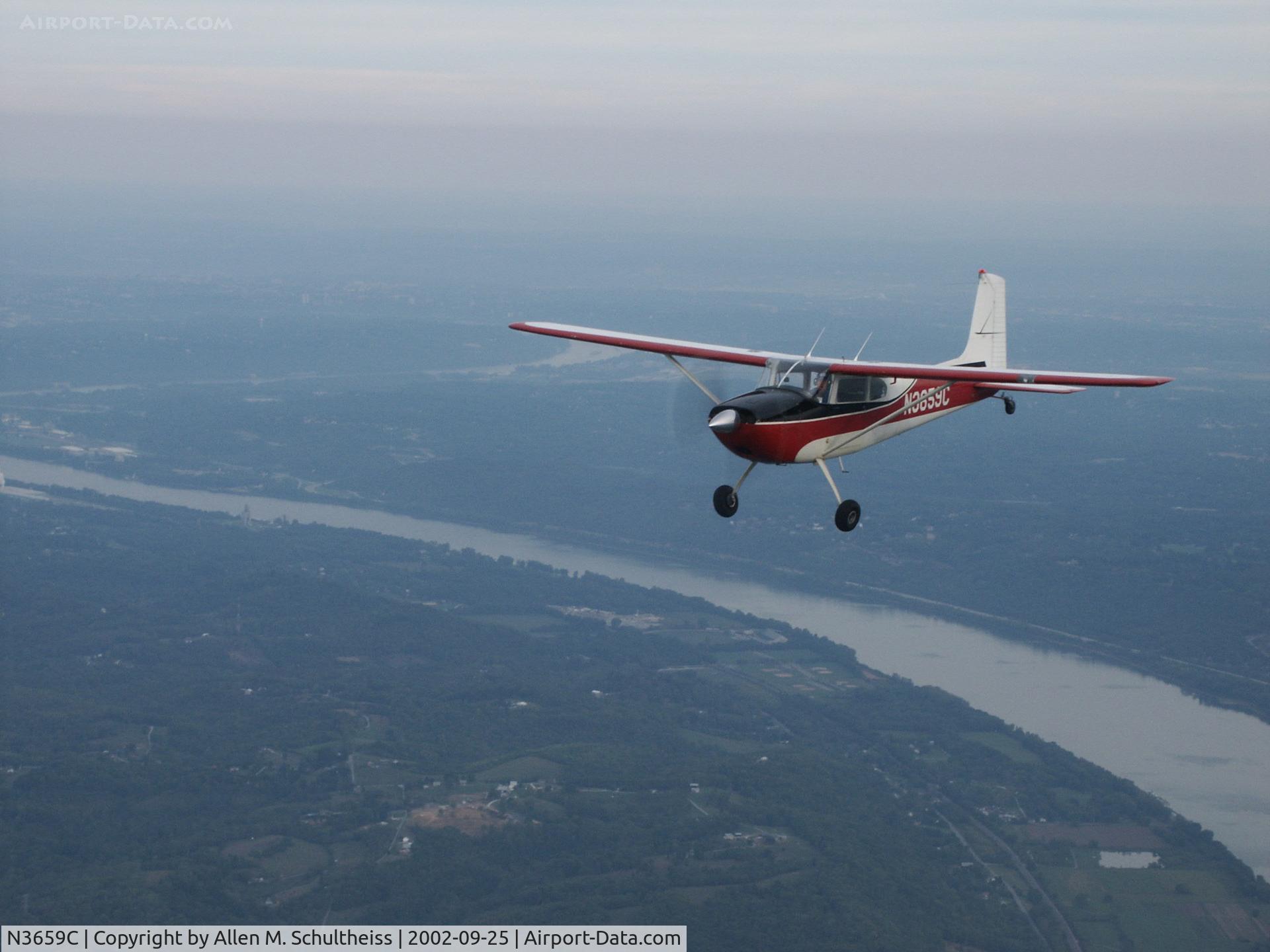 N3659C, 1954 Cessna 180 C/N 31158, John Estridge Heading South over the Ohio River