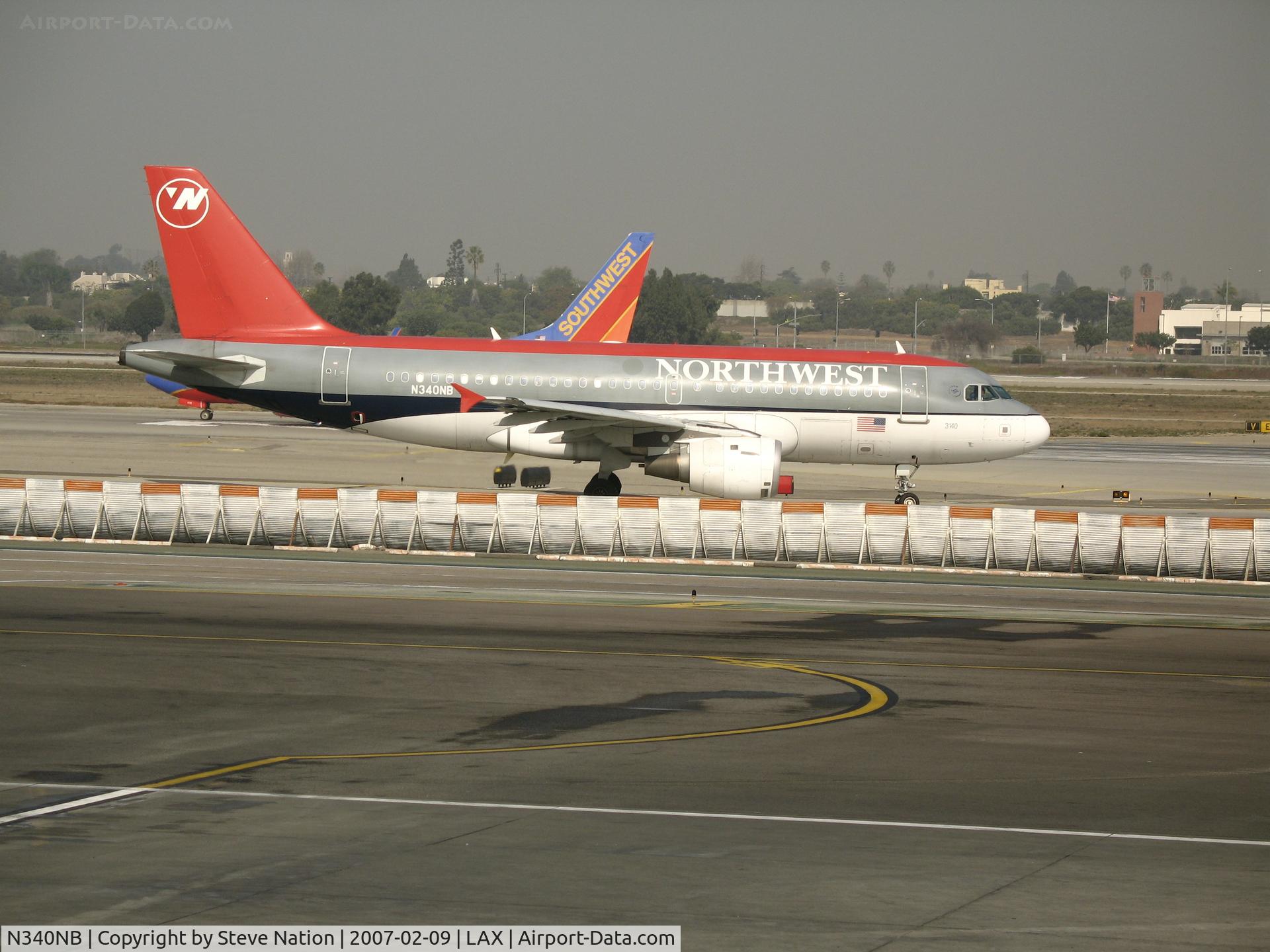 N340NB, 2002 Airbus A319-114 C/N 1714, Northwest A319-114 taxying @ LAX