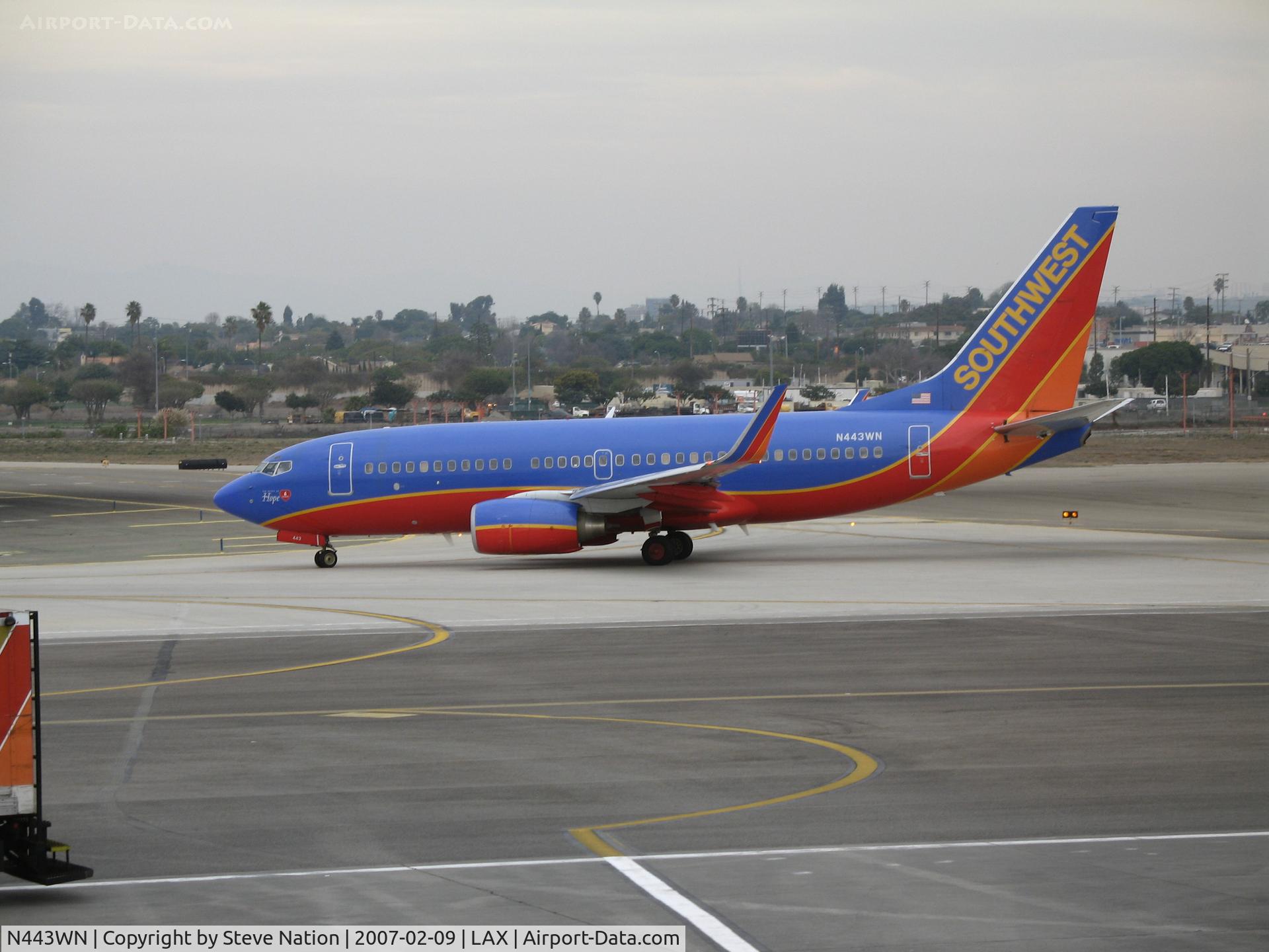N443WN, 2003 Boeing 737-7H4 C/N 29838, Southwest 737-7H4 in new colors taxying @ LAX