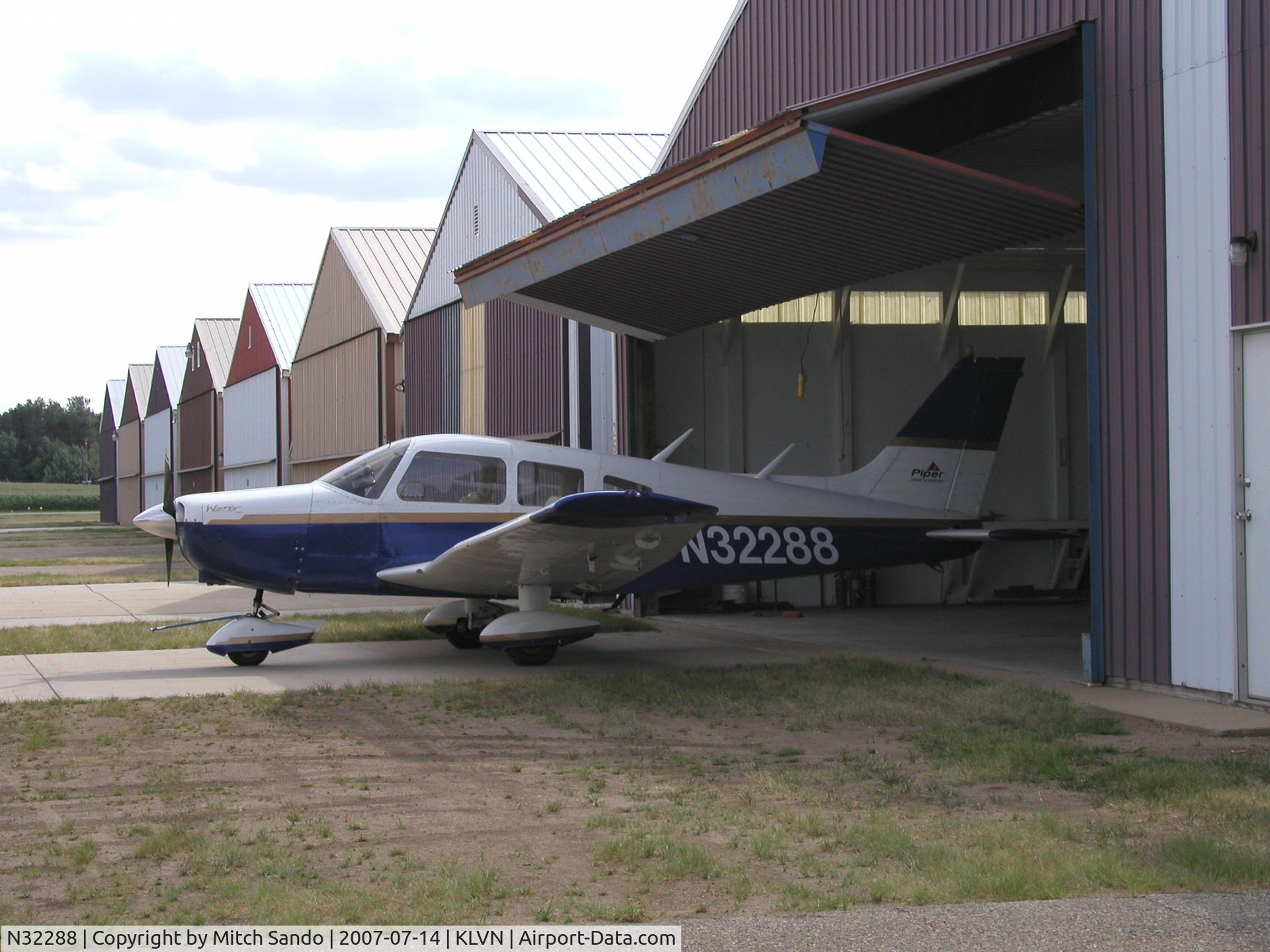 N32288, 1974 Piper PA-28-151 C/N 287515112, Warrior parked outside it's hangar at Airlake.