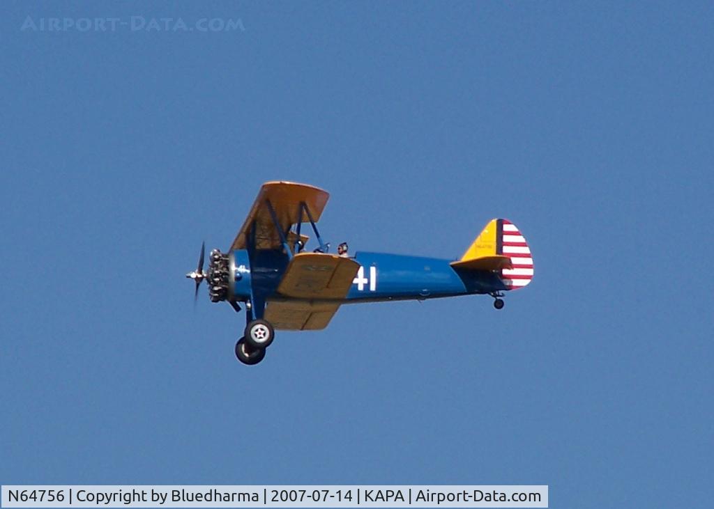 N64756, 1941 Boeing E75 C/N 75-3470, On landing approach. (touch & go 17R)