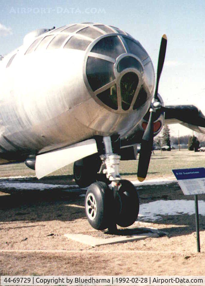 44-69729, 1944 Boeing B-29-60-BW Superfortress C/N 10561, B-29 Superfortress. This was assigned to the 498th Bomb Group (the 875th Bomb Squadron) and completed thirty-seven bombing missions. Lowry airforce base. Now located at Seattle's Museum of Flight.