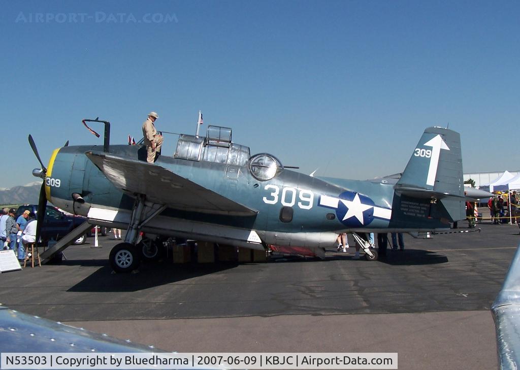 N53503, 1945 Grumman TBM-3E Avenger C/N 53503, Parked for show. (side view)