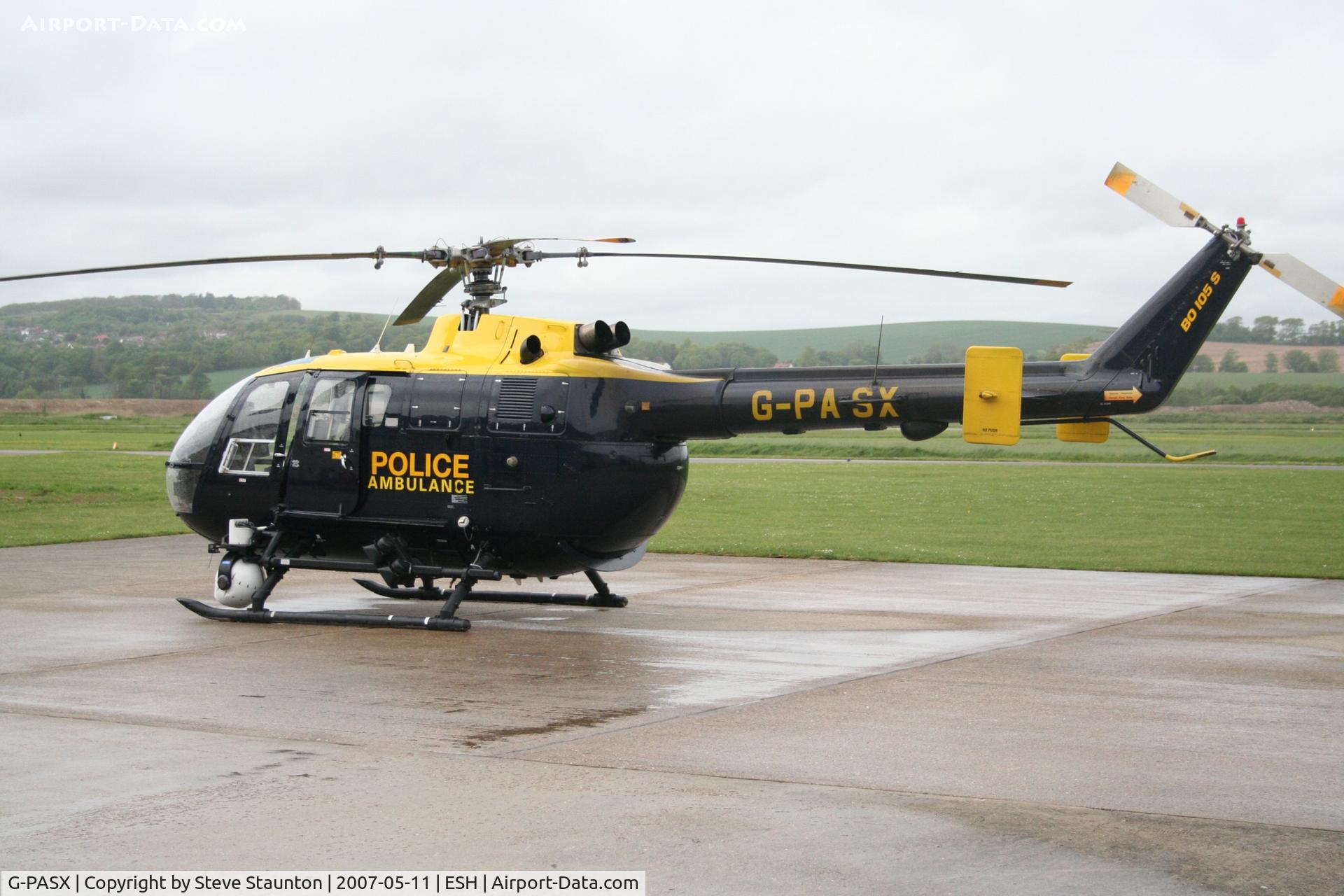 G-PASX, 1989 MBB Bo.105DBS-4 C/N S.814, Taken on a recent base tour at Shoreham