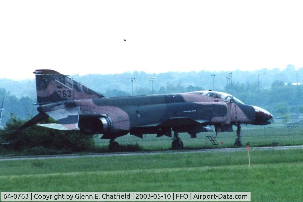 64-0763, 1964 McDonnell F-4C-23-MC Phantom II C/N 1059, F-4C sitting at the infield IR range on Wright Field behind the National Museum of the U.S. Air Force.  Shot required a 600mm lens with 2x tele-converter.  Rainy day.