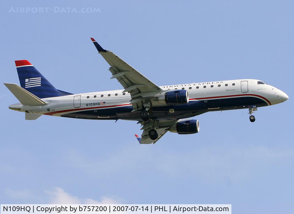 N109HQ, 2007 Embraer 175LR (ERJ-170-200LR) C/N 17000168, Brand new E-175 on final for rw 27R