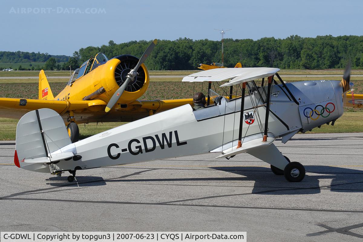 C-GDWL, 2002 CASA 1-131E Jungmann C/N 2062, Arriving for an Airshow.
