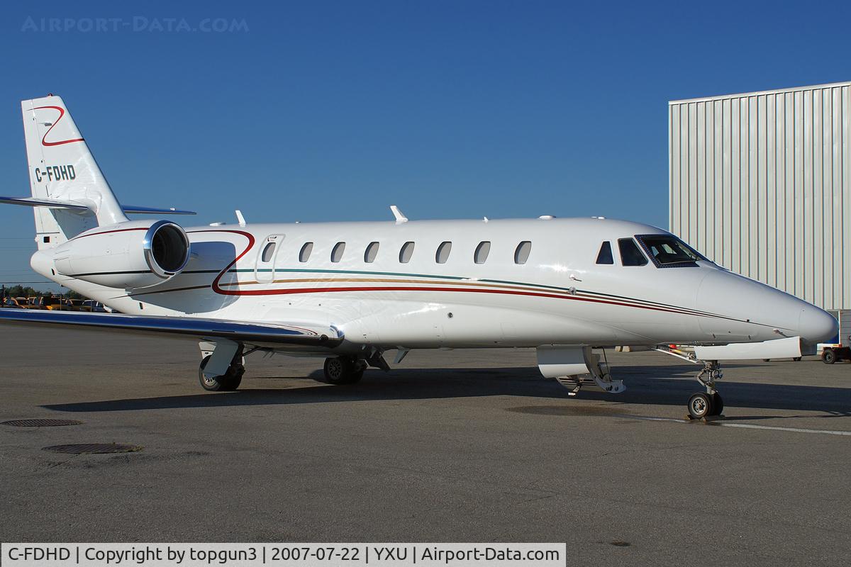 C-FDHD, 2005 Cessna 680 Citation Sovereign C/N 680-0032, Parked at ESSO ramp.