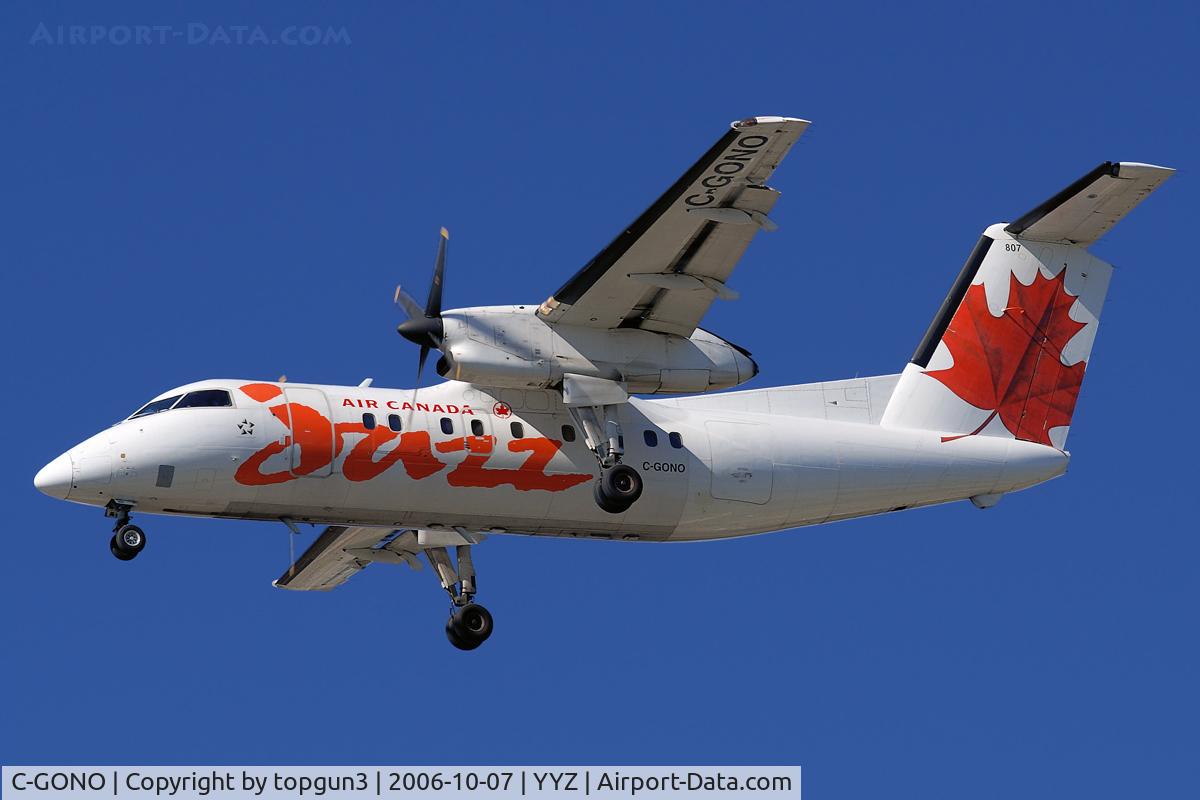 C-GONO, 1988 De Havilland Canada DHC-8-102 Dash 8 C/N 102, short final for 24R.