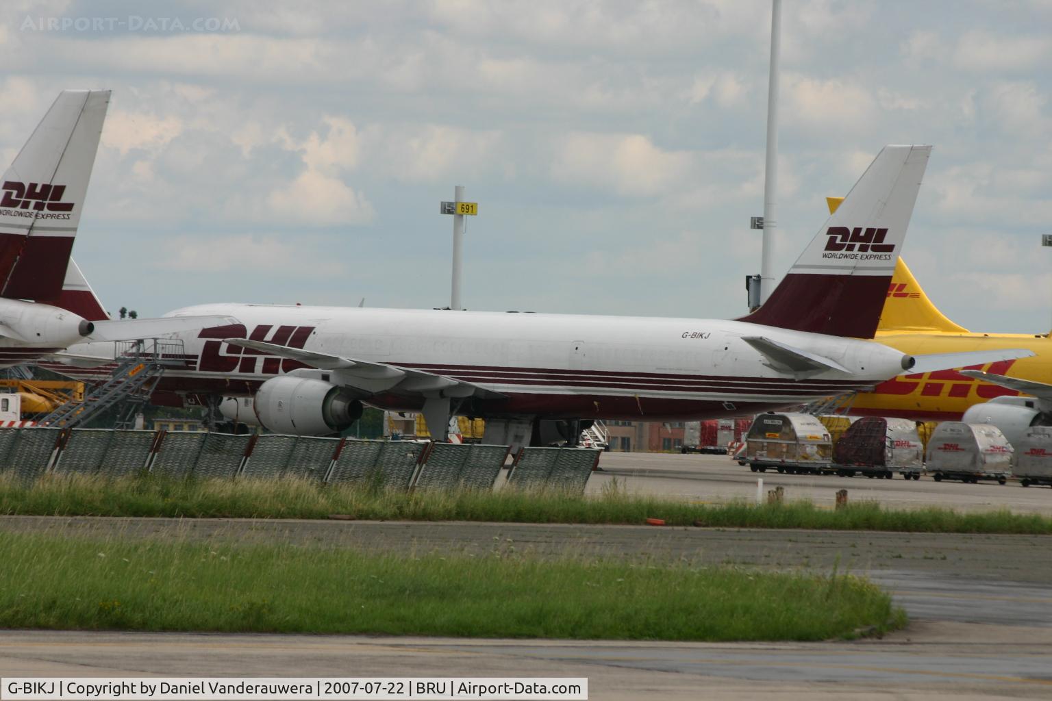G-BIKJ, 1983 Boeing 757-236/SF C/N 22181, on DHL apron