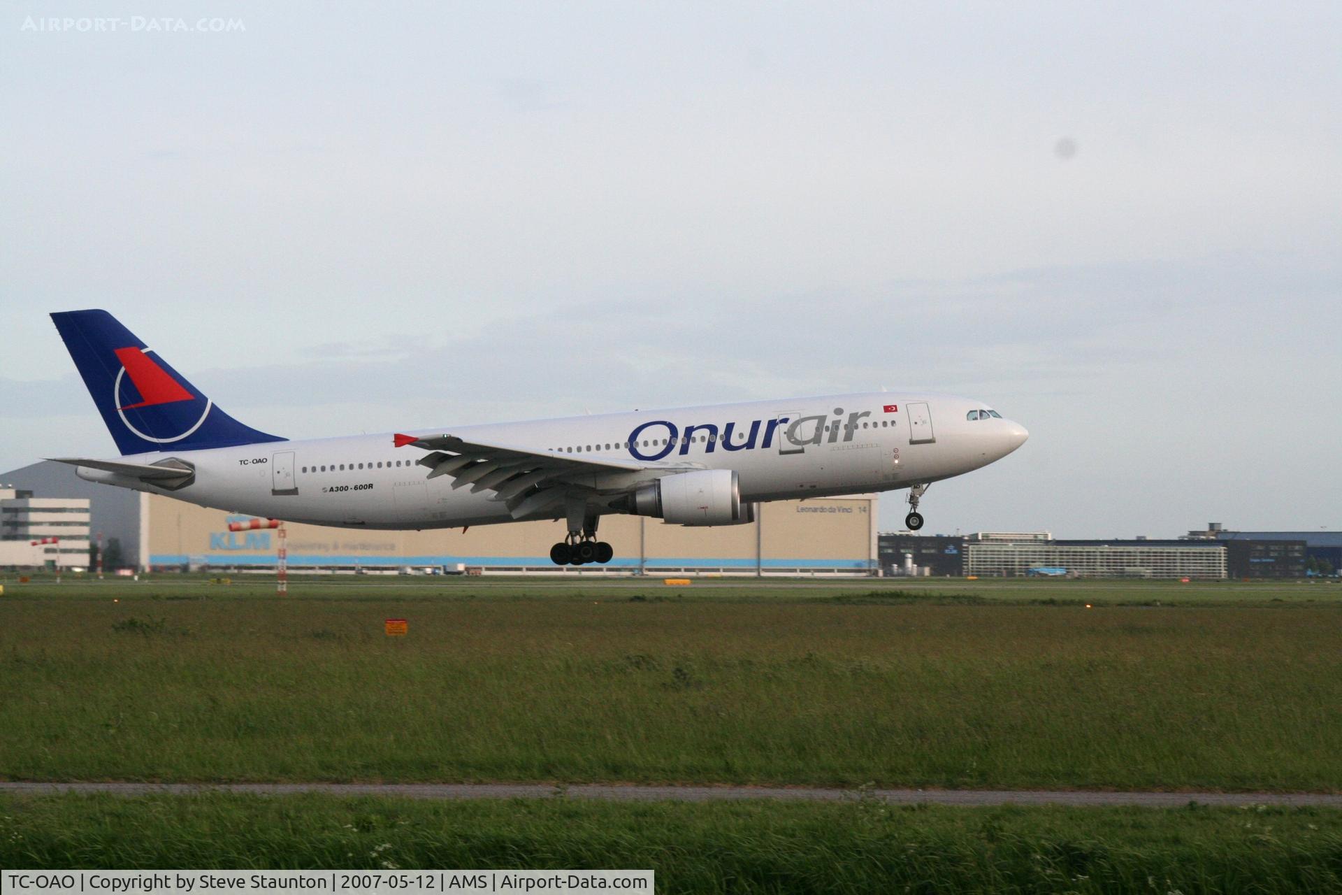 TC-OAO, 1996 Airbus A300B4-605R C/N 764, Taken on a gloomy evening at Schipol
