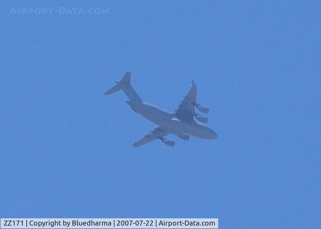 ZZ171, 2000 Boeing C-17A Globemaster III C/N F-007, Flying North over Columbine High School (Denver Area)