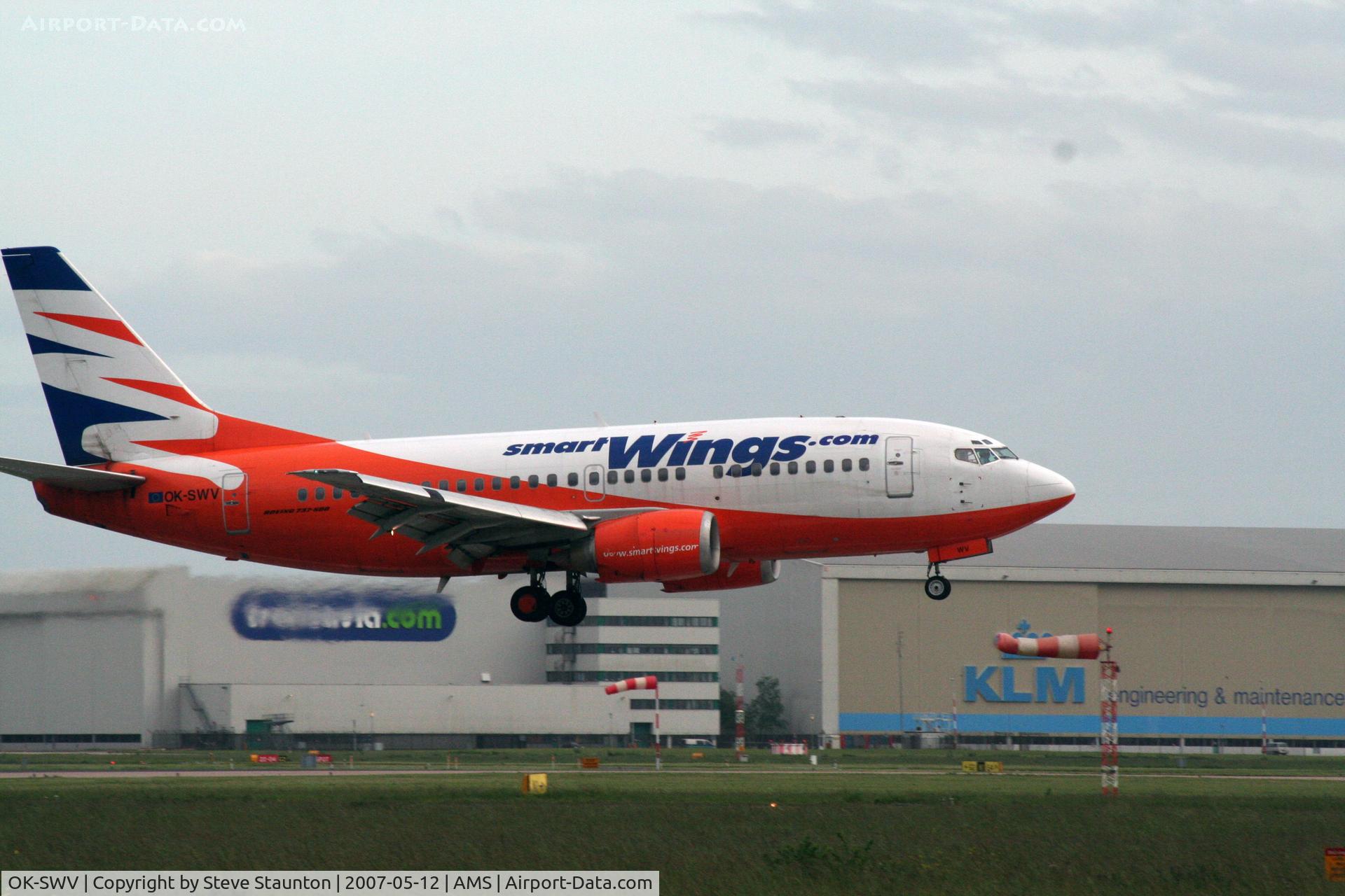 OK-SWV, 1993 Boeing 737-522 C/N 26696, Taken on a gloomy evening at Schipol