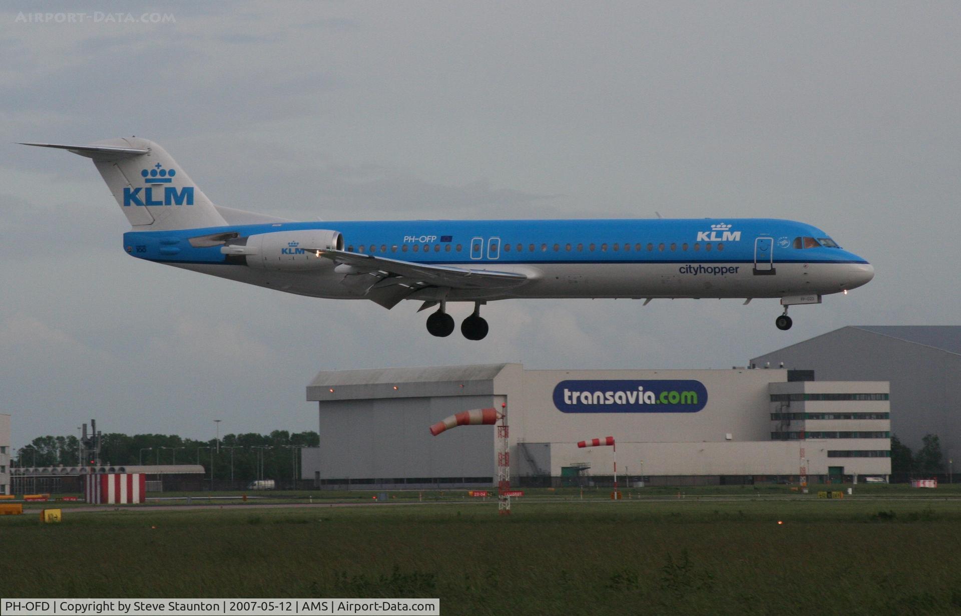 PH-OFD, 1988 Fokker 100 (F-28-0100) C/N 11259, Taken on a gloomy evening @ Schipol