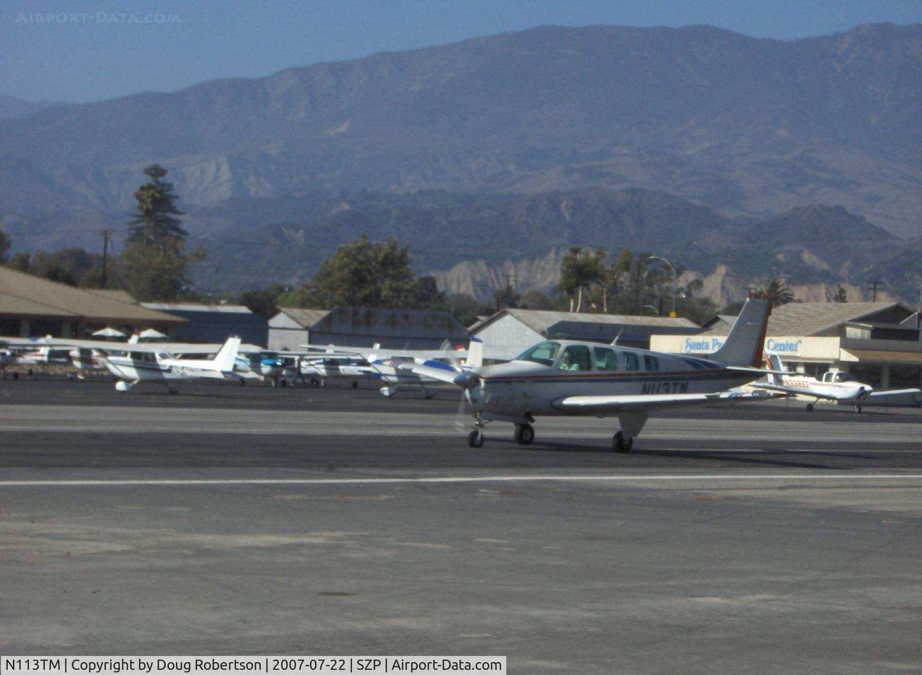 N113TM, 1983 Beech B36TC Bonanza C/N EA-386, 1983 Beech B36TC BONANZA, Continental TSIO-520 Turbo Charged 300 Hp, fast taxi Runway 22