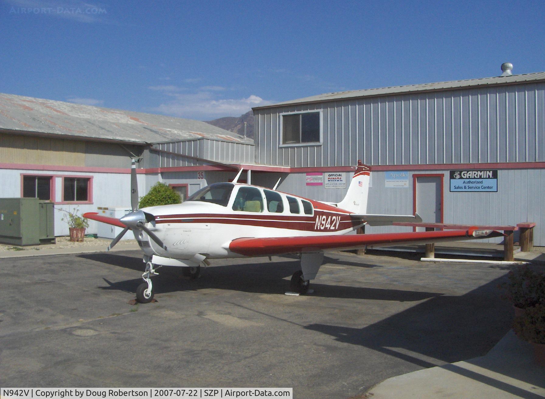 N942V, 1975 Beech A36 Bonanza 36 C/N E-715, 1975 Beech A36 BONANZA, Continental IO-520-BA 285 Hp