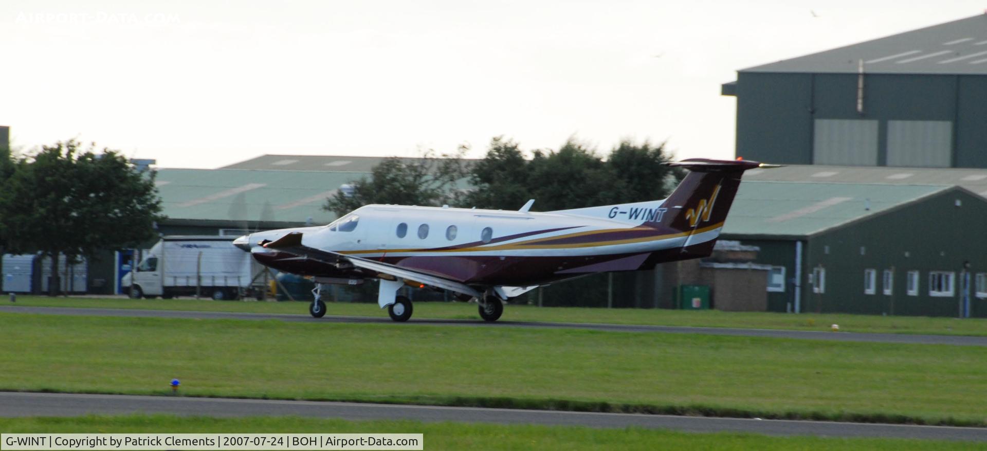 G-WINT, 2007 Pilatus PC-12/47 C/N 830, Pc-12 just landed runway 26 boh