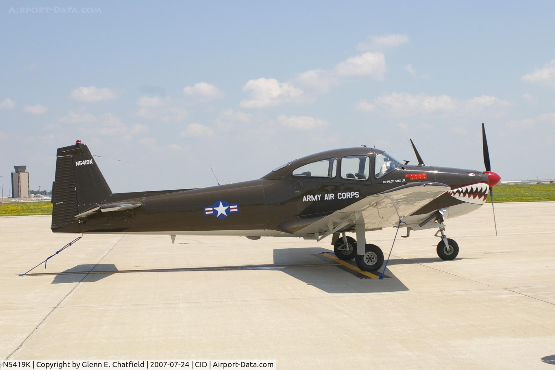 N5419K, 1951 Ryan Navion B C/N NAV-4-2319B, Staying over on the way to the EAA Fly In