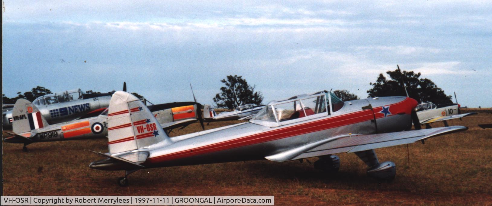 VH-OSR, 1950 De Havilland DHC-1 Chipmunk T.10 C/N C1/0189, VH-OSR at Groongal 1997