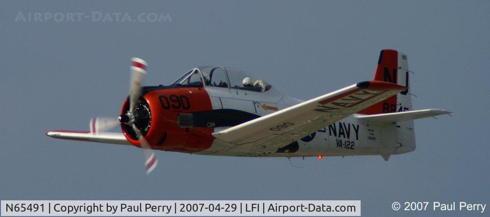 N65491, North American T-28B Trojan C/N 200-316 (138245), Not even at the end of the runway at Langley, and she's hauling