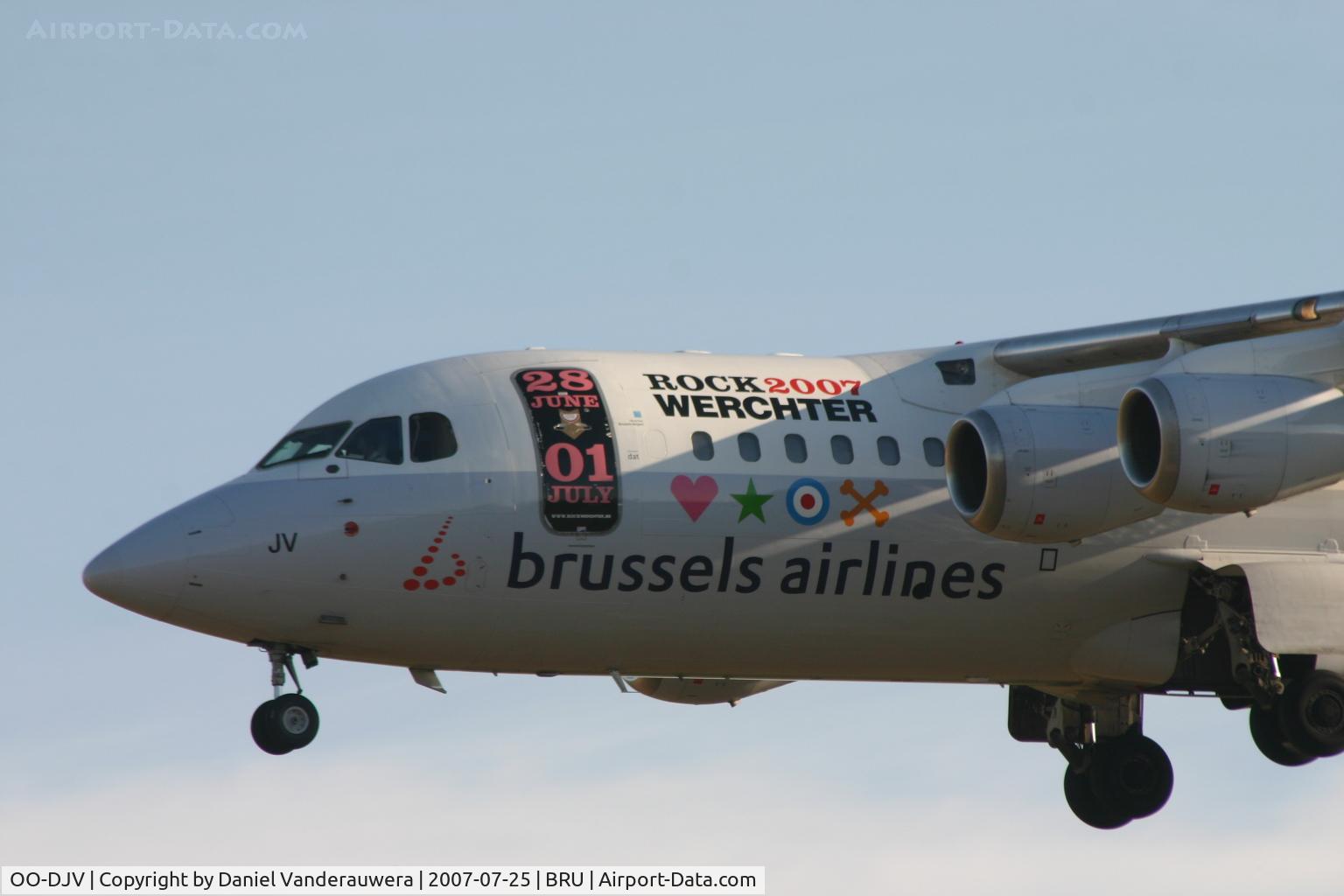 OO-DJV, 1996 British Aerospace Avro 146-RJ85 C/N E.2295, early arrival of flight SN2268 (rwy 25L)