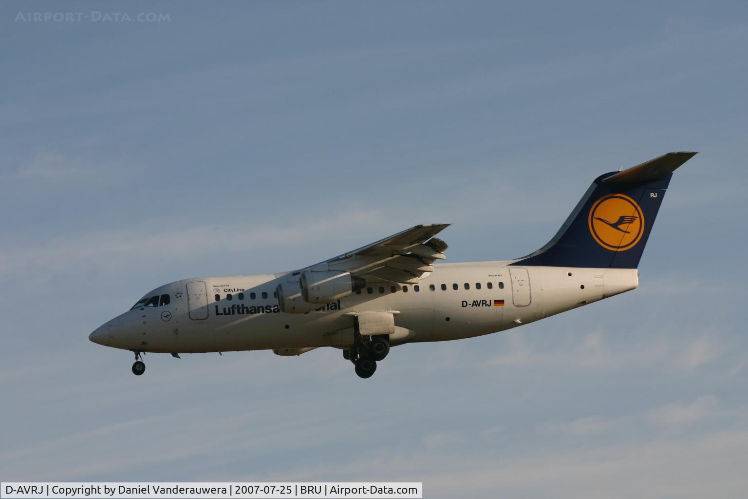 D-AVRJ, 1996 British Aerospace Avro 146-RJ85 C/N E.2277, early arrival of flight LH4640 (rwy 25L)