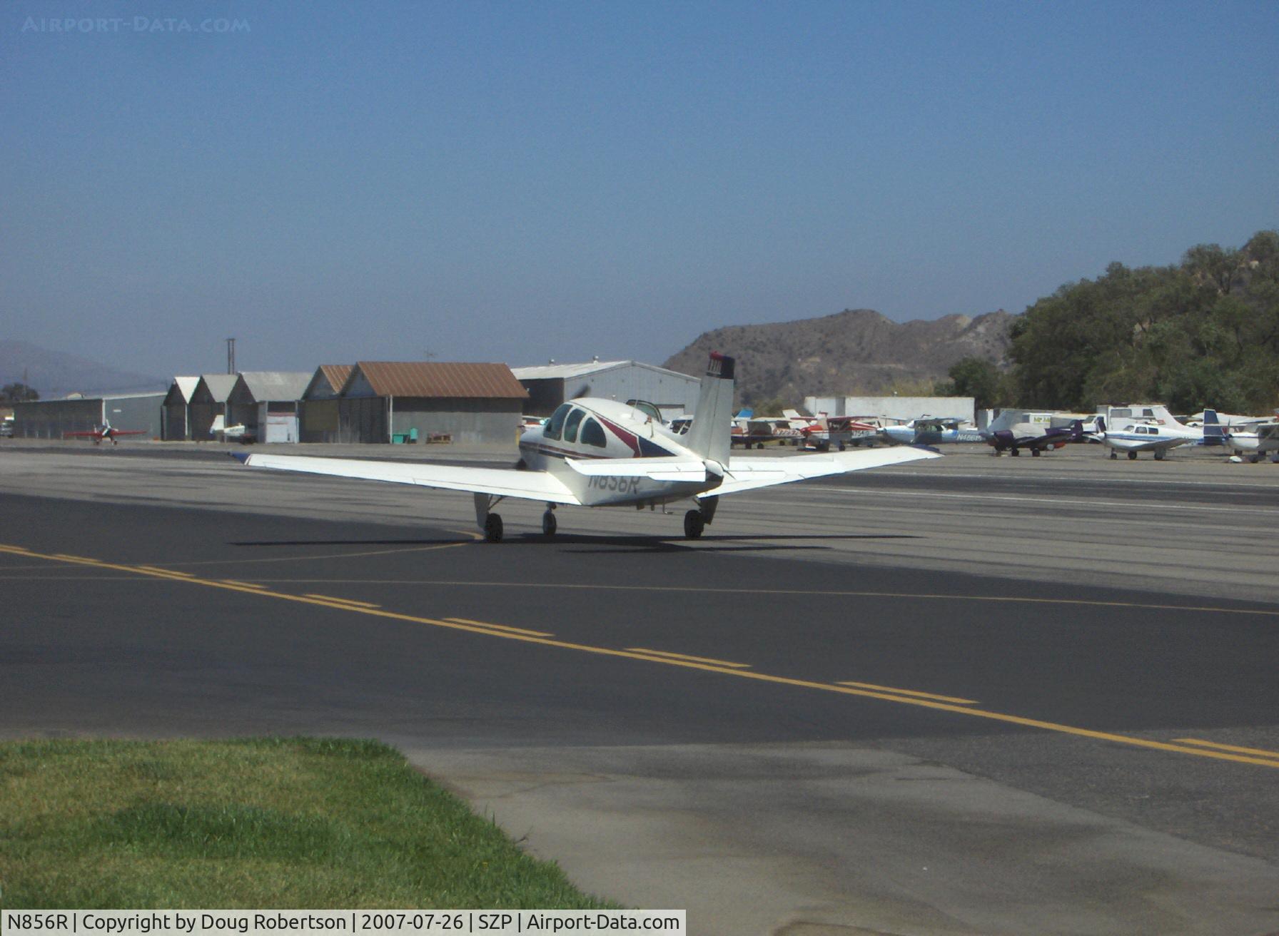 N856R, 1959 Beech 35-33 Debonair C/N CD-8, 1959 Beech 35-33 DEBONAIR, Continental IO-470-J 225 Hp, taxi to Rwy 22