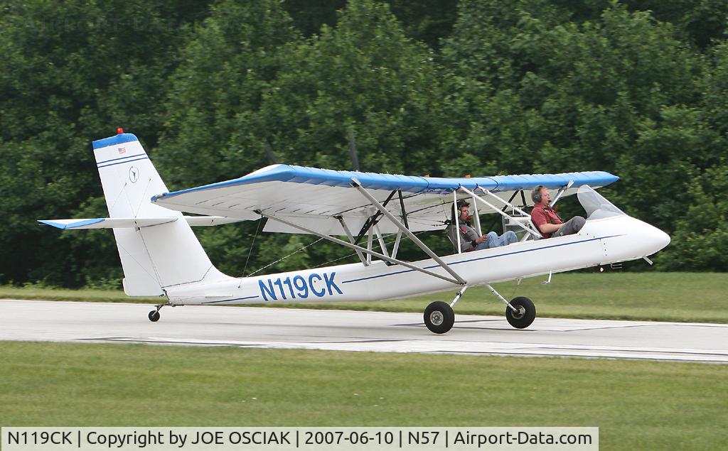 N119CK, 2004 Lockwood Air Cam C/N AC100, Just off the ground....