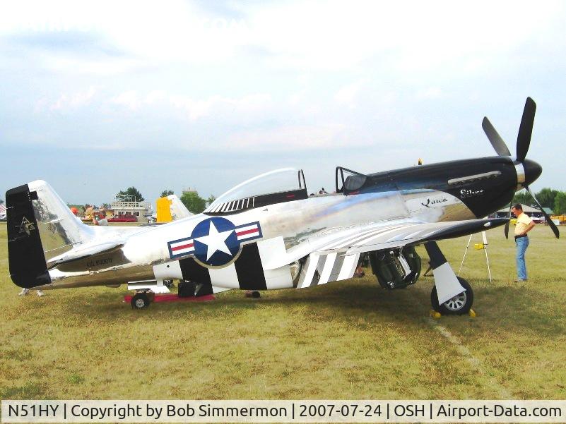 N51HY, 1944 North American P-51D Mustang C/N 124-48192, Mustang pen at Airventure '07