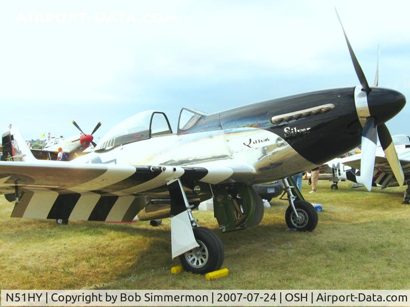 N51HY, 1944 North American P-51D Mustang C/N 124-48192, Mustang pen at Airventure '07