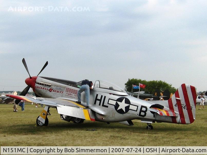 N151MC, 1968 North American F-51D Mustang Mustang C/N AF6722581, Mustang pen at Airventure '07