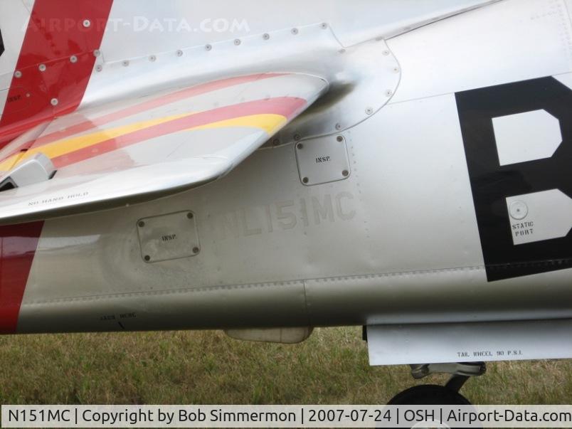 N151MC, 1968 North American F-51D Mustang Mustang C/N AF6722581, Mustang pen at Airventure '07