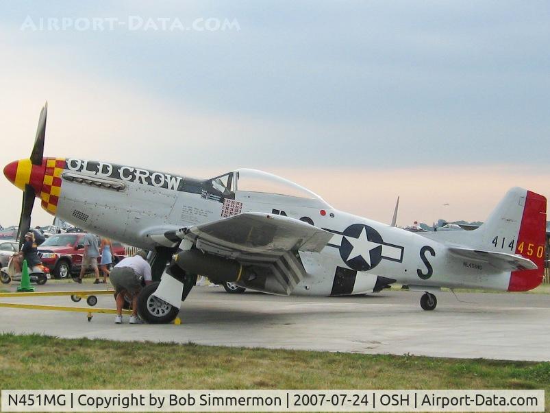 N451MG, 1944 North American P-51D Mustang C/N 44-74774, Mustang pen at Airventure '07