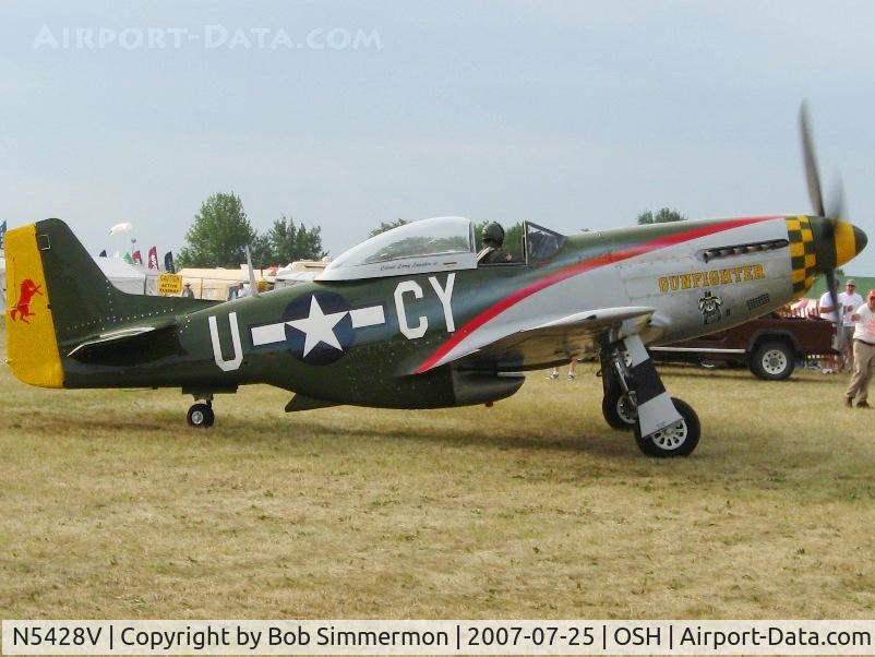 N5428V, 1944 North American P-51D Mustang C/N 122-39723, Mustang pen at Airventure '07