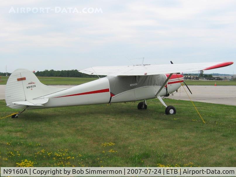 N9160A, 1949 Cessna 170A C/N 18921, Tied down at West Bend, WI